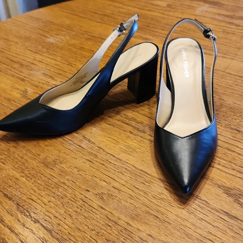 Marc Fisher Black Sling Back Heels Size 8 - Picture 2 of 6